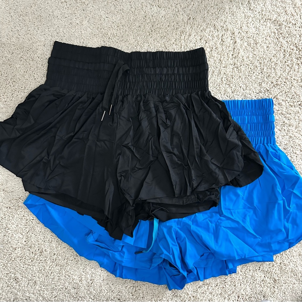 Women's Black and Blue Shorts